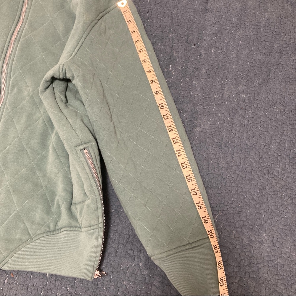 Athleta Women Jacket M Retroplush Bomber Jacket Teal Full Zip Up Quilted Green - Picture 13 of 16